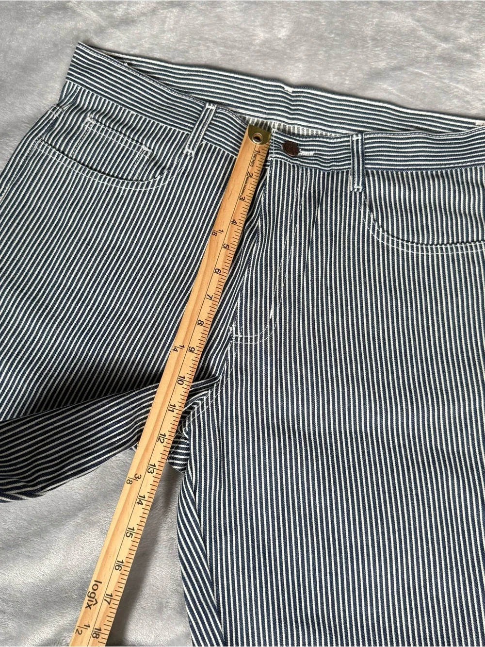 Smiths American Workwear Pinstripe Shorts Mens 32 8.5” Carpenter Blue NEW